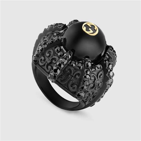 gucci ring pearl|gucci black diamond ring.